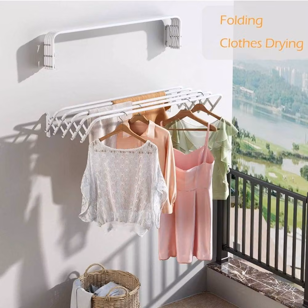 Havendro Extendible Wall Mounted Clothes Dryer in White, W: 100 cm, H: 60 cm, D: 18.5 cm – 2