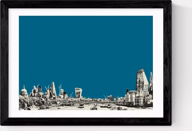 East End Prints North & South Framed City Art Print in Black, White and Multicolour