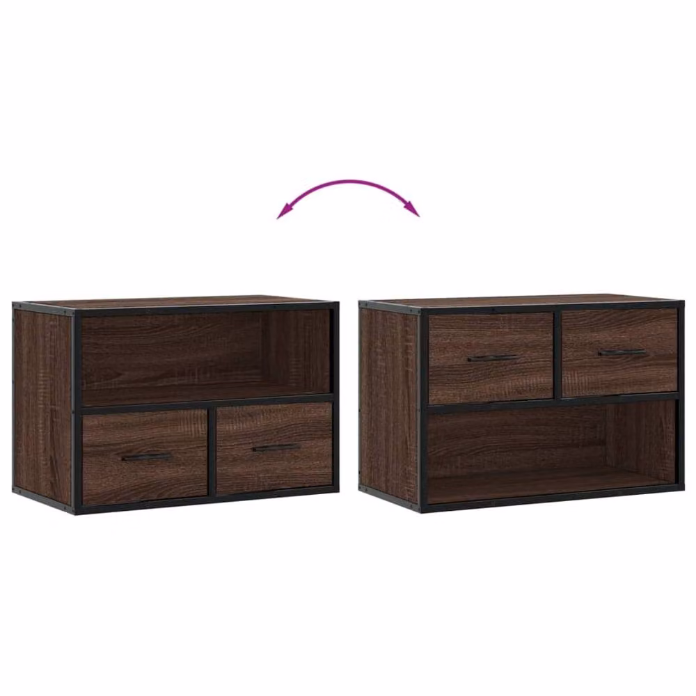 Berkfield Home Industrial TV Cabinet in Brown Oak, W/D/H: 60 x 31 x 39.5 cm – 5