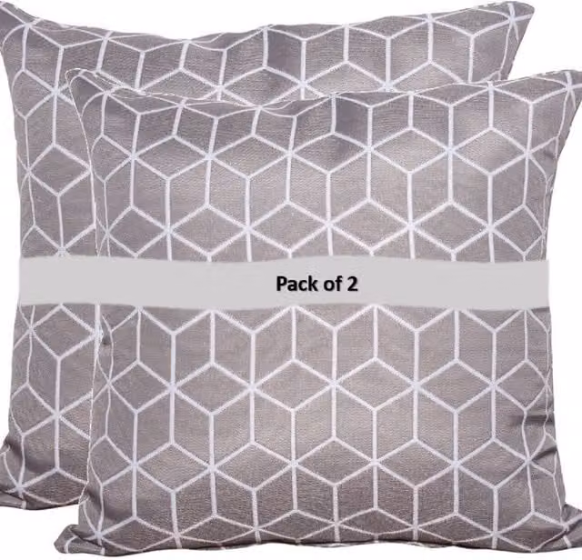 Royalcraft Pair of Grey Geometric Square Scatter Cushions