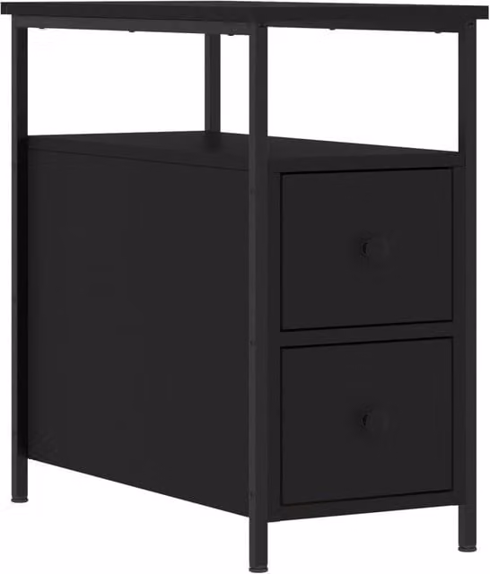 Berkfield Home Black Modern Bedside Cabinet W/D/H: 60 x 30 x 60 cm