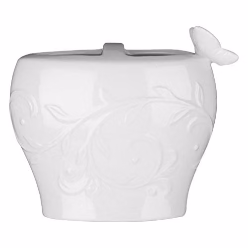 Orsina Edelle Toothbrush Holder with Tumbler, White Ceramic and Plastic, W: 14 cm, D: 7 cm, H: 12 cm