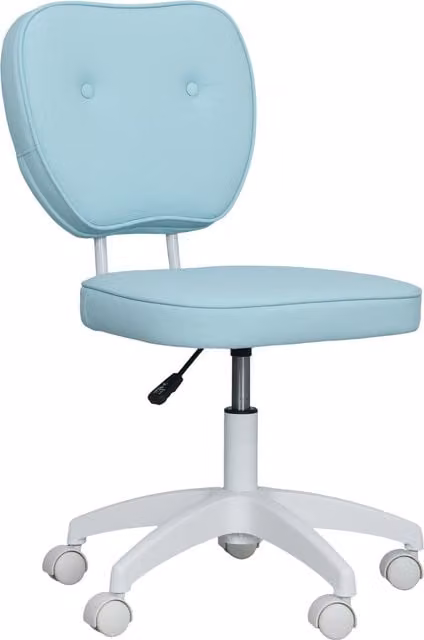 Vinsetto Blue PU Leather Vanity Office Chair with Adjustable Height and Swivel Castors