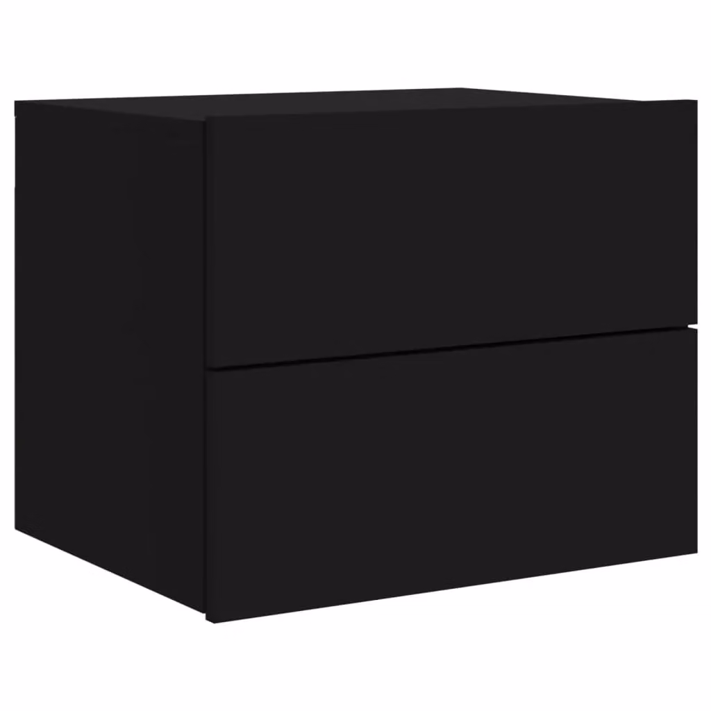 Berkfield Home Wall-mounted Bedside Cabinet with Integrated LED Lights in Black – 3