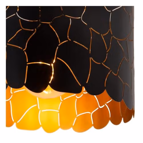 Lucide Almelo Flush Ceiling Light, Black and Gold/Brass, Diameter: 25.5 cm – 3