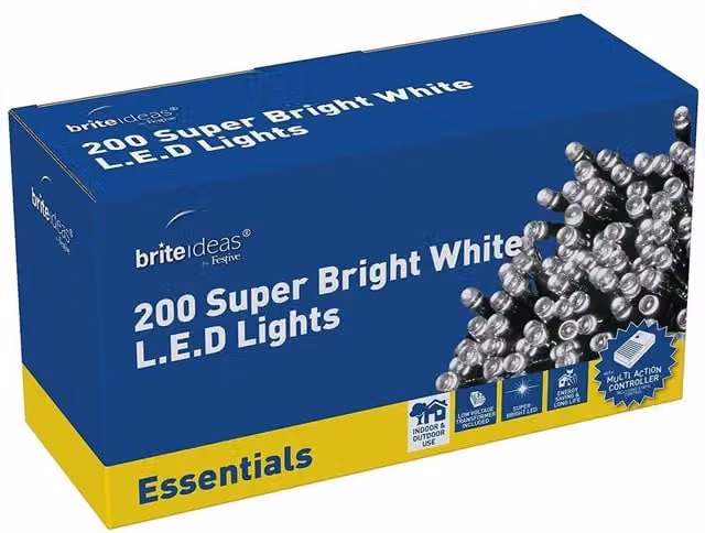 Festive 200 Bright White LED Christmas Lights