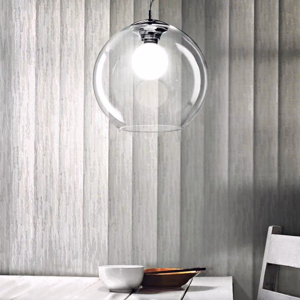 Nemo Lighting Netlighting Large Globe Sphere Ceiling Pendant in Transparent Glass and Chrome with E27 Fitting – 2