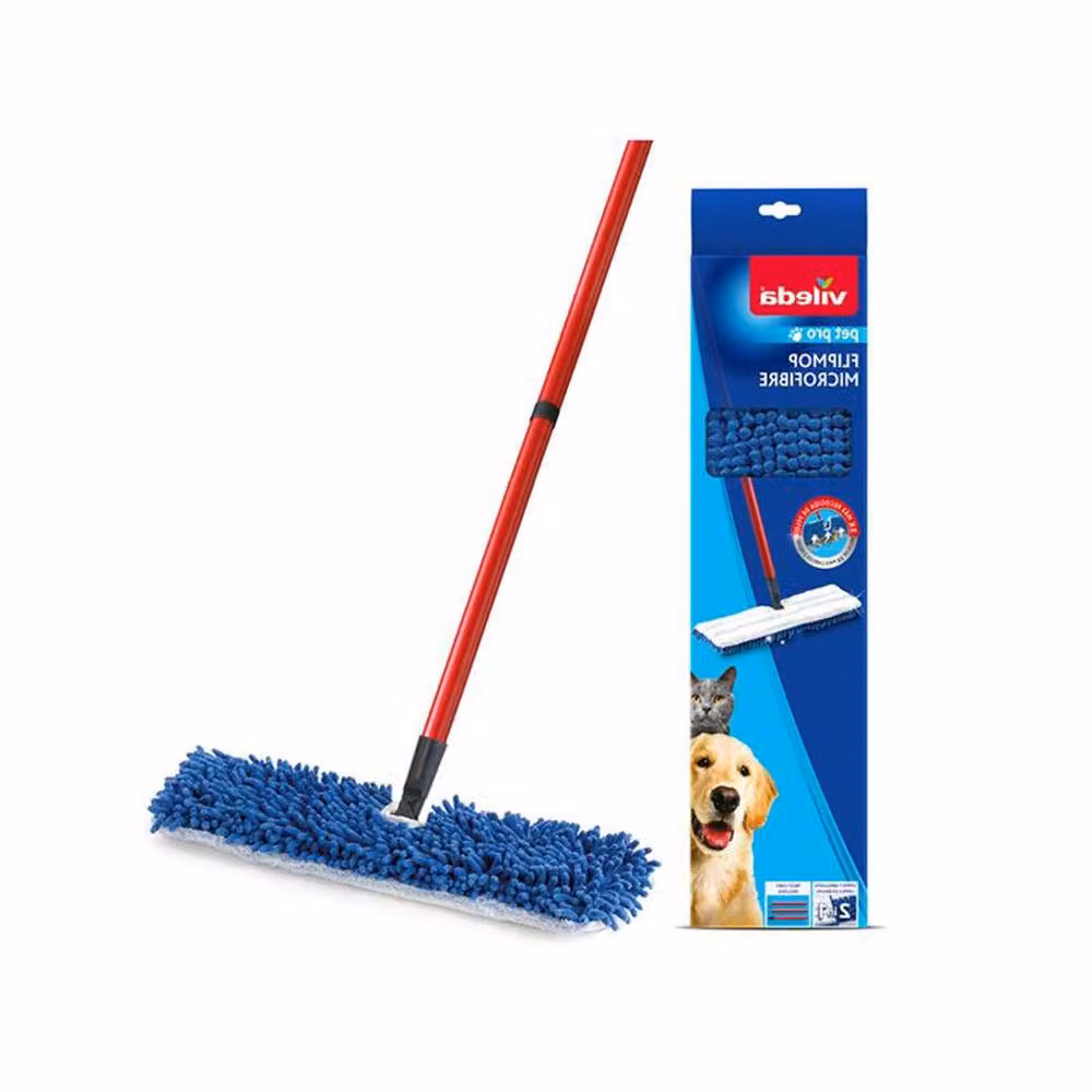 Vileda Pet Pro Flip Mop with Red Microfibre Refillable Head – 7