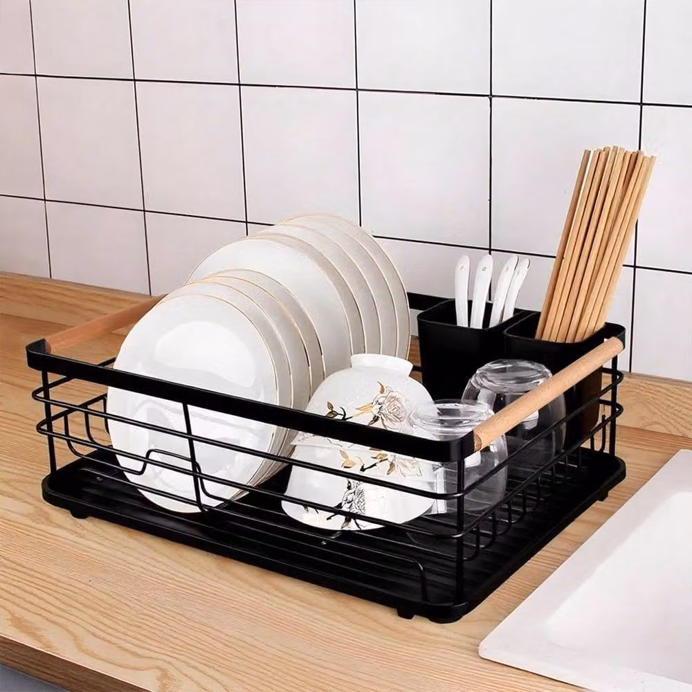 FORGEVIO Black 1 Tier Dish Drainer and Cutlery Holder – 3