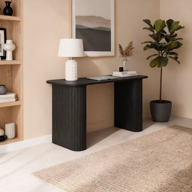 Home Source Monroe Modern Style Home Office Writing Desk in Black