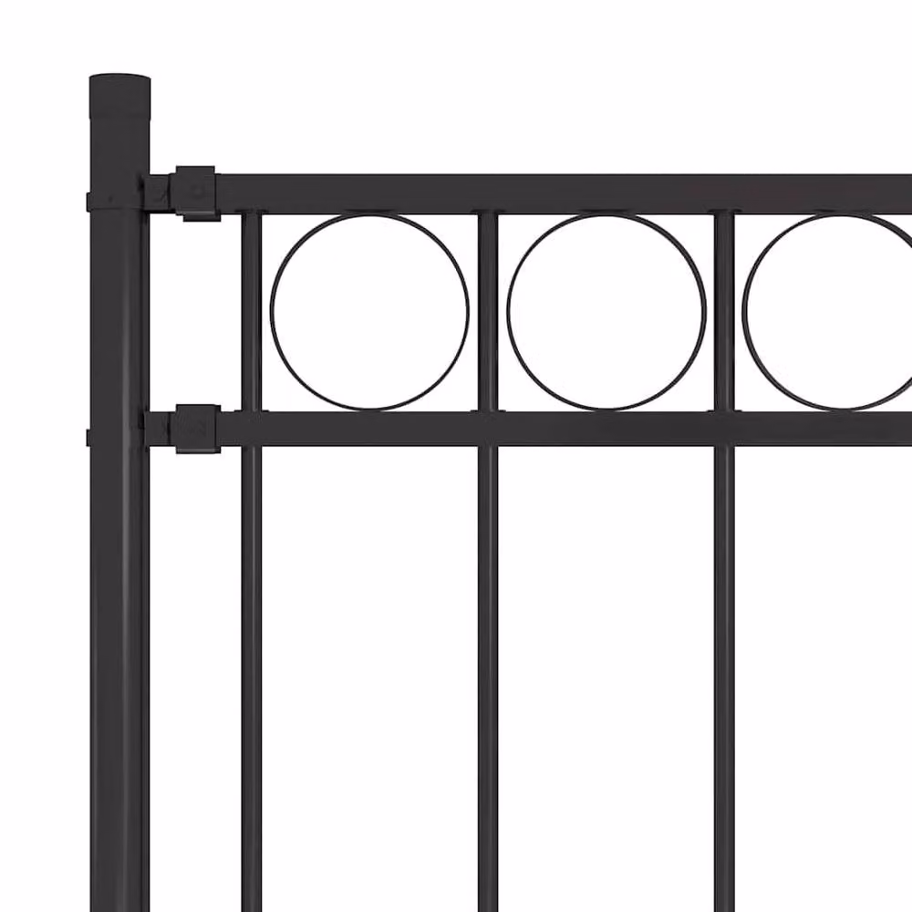 Berkfield Home Black Powder-Coated Steel Rectangular Garden Fence, H: 1.7 m x W: 1.5 m – 2