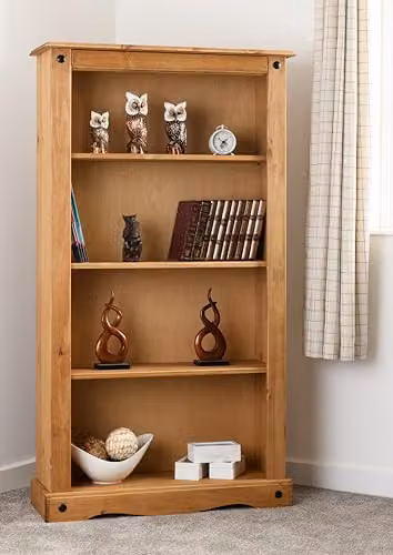 Seconique Corona Medium Pine Bookcase in Brown Waxed Wood with Adjustable Shelves, H 150 cm x W 83.5 cm x D 29 cm – 2