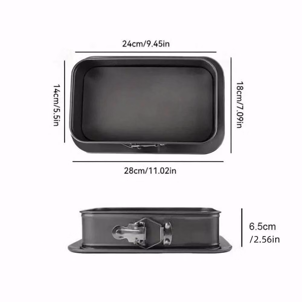 EONLION Black Square Carbon Steel Springform Cheesecake Baking Mold with 14 Cup Capacity – 2