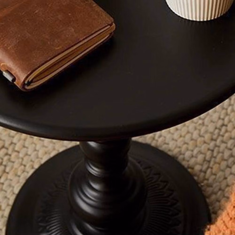 FORGEVIO Vintage Black Metal Round Pedestal Side Nightstand, W: 40 cm, D: 40 cm, H: 52.07 cm – 5