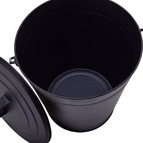 Fire Vida Ash Bucket and Coal Wood Carrier Holder with Lid, Black – 3