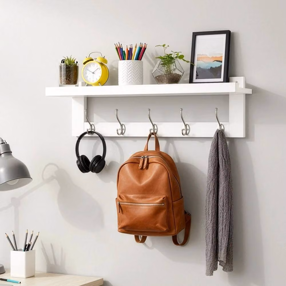 Havendro White Wall Coat Hooks with 5 Double Hooks, Width: 74 cm – 2