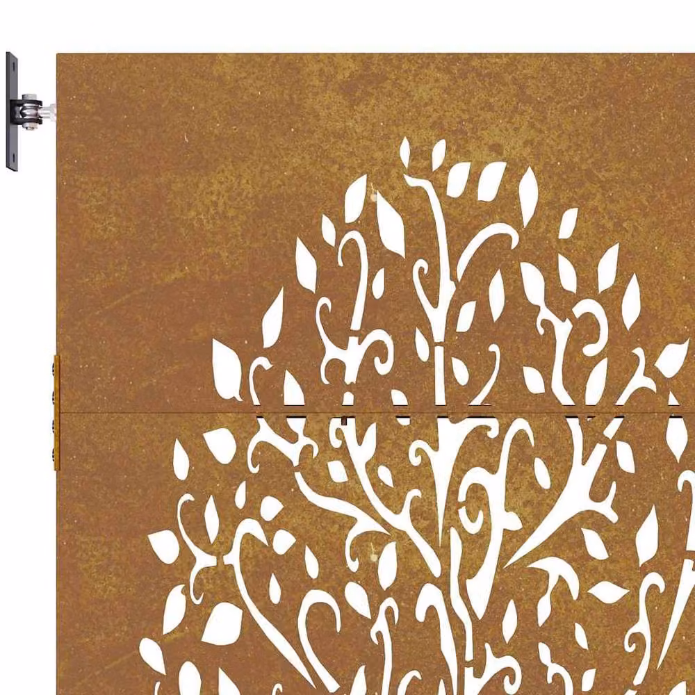 Berkfield Home Garden Gate in Brown Corten Steel with Tree Design, W: 85 cm, H: 175 cm – 4