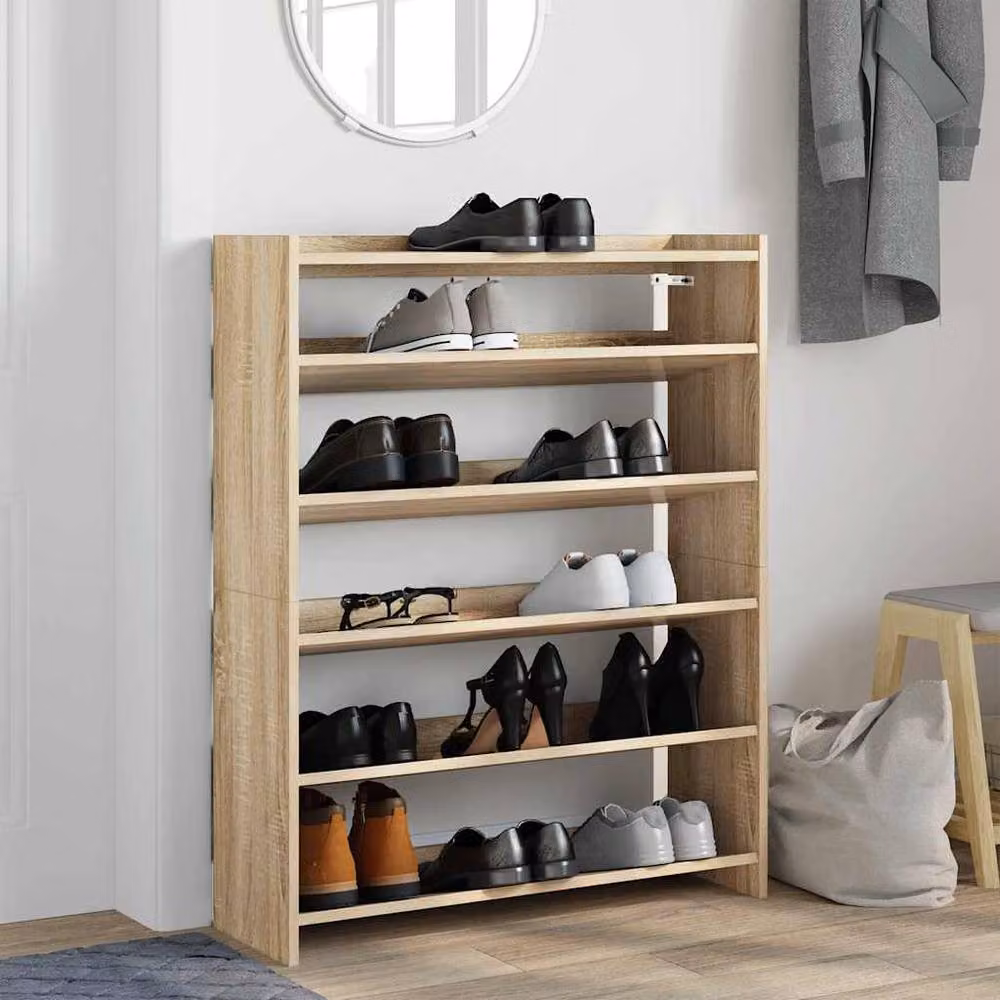 Berkfield Home Sonoma Oak Shoe Rack in Brown, W/D/H: 80 x 25 x 100 cm – 3