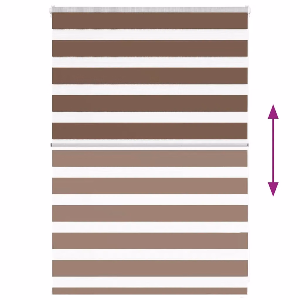 Berkfield Home Brown Zebra Day and Night Blind, W: 105 cm, H: 100 cm – 3