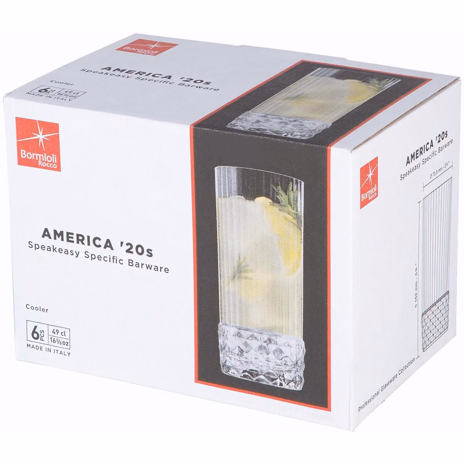 Bormioli Rocco America 20s Striped Highball Tumbler Glasses, Transparent, 490 ml, Pack of 24 – 3