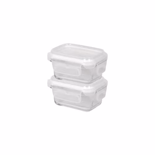 Harbour Housewares 2 Pack Glass Food Storage Containers with Airtight Lids, 150ml, Transparent/White