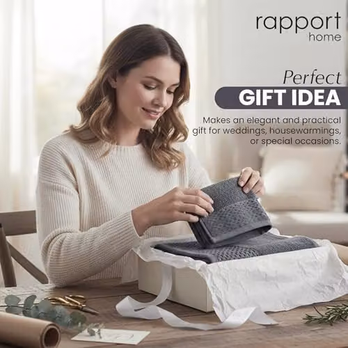 Rapport Home Eden Weave 6-Piece Cotton Towel Set in Grey, 500GSM Soft Absorbent Towels – 7