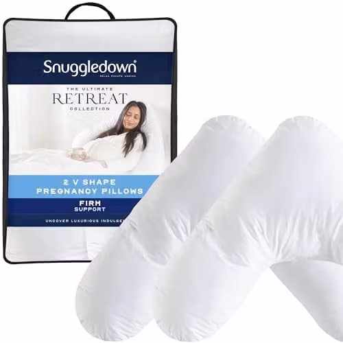 Snuggledown 2 Pack Retreat V Shape Firm Support Pillows in White, W: 84 cm, D: 35 cm – 1