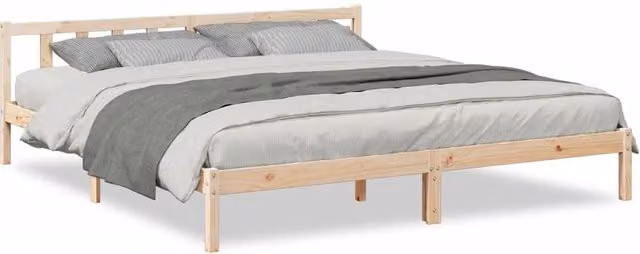 Berkfield Home Extra Long Solid Wood Pine Bed Frame in Natural, W/D/H: 180 x 220 cm