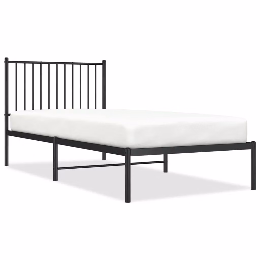 Berkfield Home Metal Bed Frame with Headboard in Black, W/D/H: 90 x 200 cm – 2