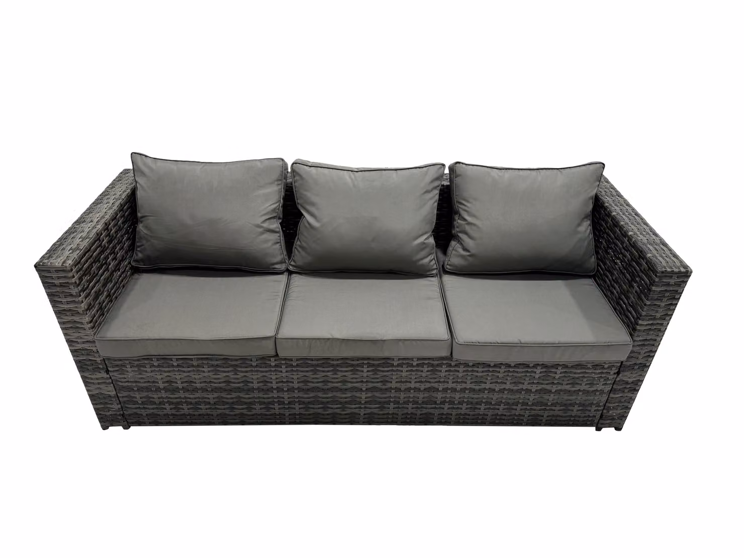Fimous 6 Piece L-Shape Garden Furniture Set with Corner Sofa and Ottoman in Dark Grey
