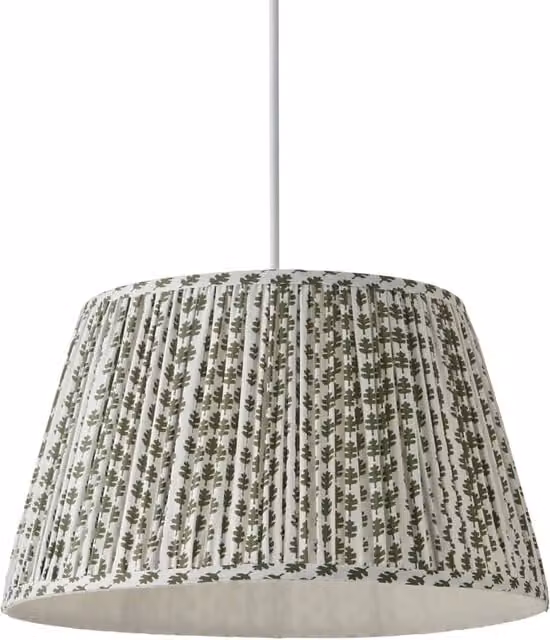ValueLights Grange Floral Pleated Ceiling Pendant Lamp Shade in Green, Diameter: 45 cm – 1