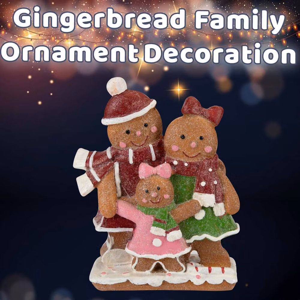 VFM e-Store Gingerbread Family Ornament Decoration, Brown, W: 15 cm, H: 11.5 cm – 3