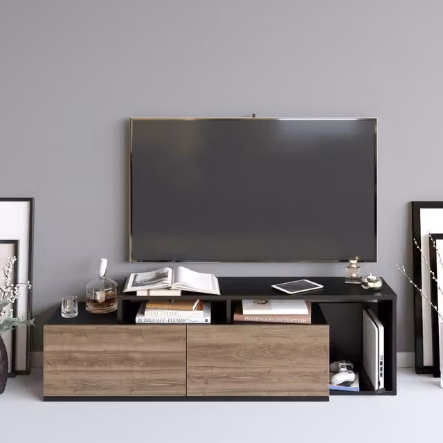 Nex Modern TV Unit and Stand for TVs up to 55 inch in Black and Brown