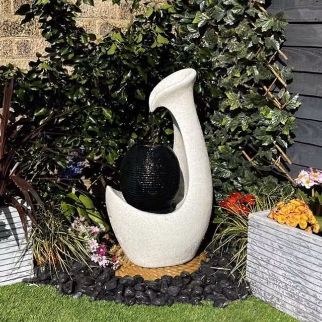 Tranquility Marion Solar Powered Cascade Water Feature in Grey and White