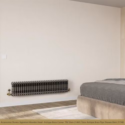 UK Radiators Alpha 3 Column Horizontal Traditional Cast-Iron Style Radiator in Raw Metal with Feet, W: 1355 mm, H: 300 mm – 3