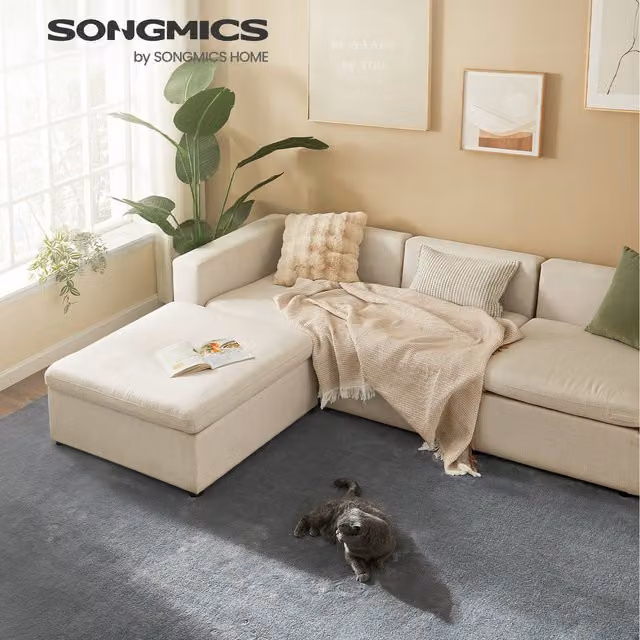 SONGMICS Modern Grey Rectangular Area Rug, W: 200 cm, D: 290 cm, Non-Slip and Machine Washable