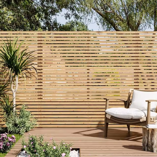 Livingandhome Single Wood Fence Gate Panel in Brown and Yellow, W/H: 180 x 180 cm