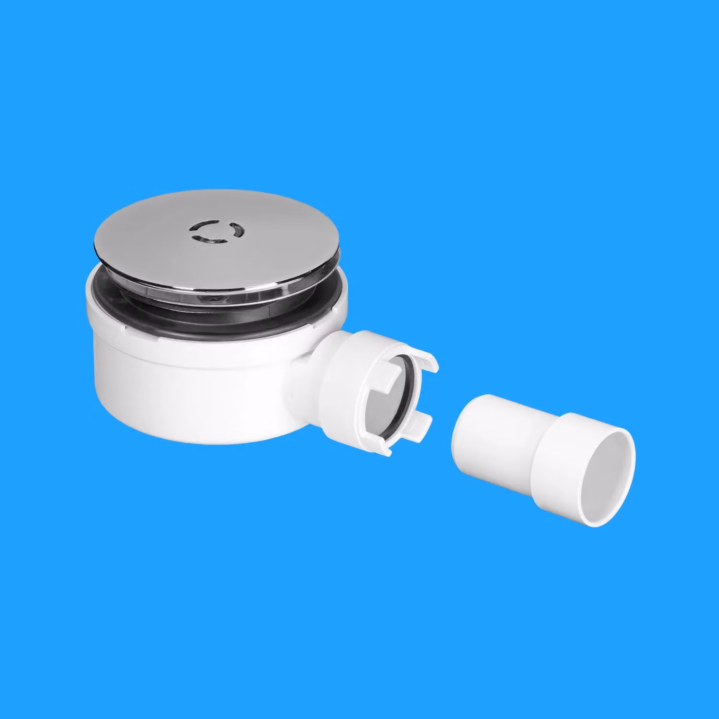 McAlpine ST90CB10-53 Slimline Round 90mm Shallow Shower Trap in White – 3