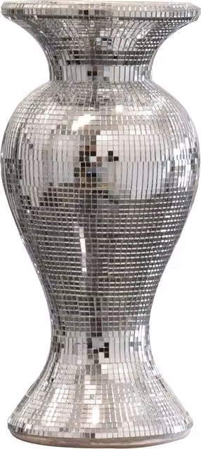 DEENZ Silver Geometric Ceramic Mirrored Pot Vase