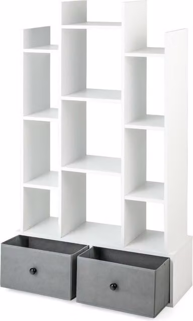 COSTWAY Minimalist Open-Back Freestanding Bookshelf in Matt White
