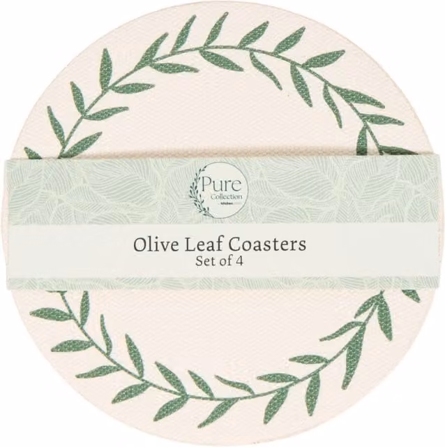 Pure Collection Round White Leather Coasters