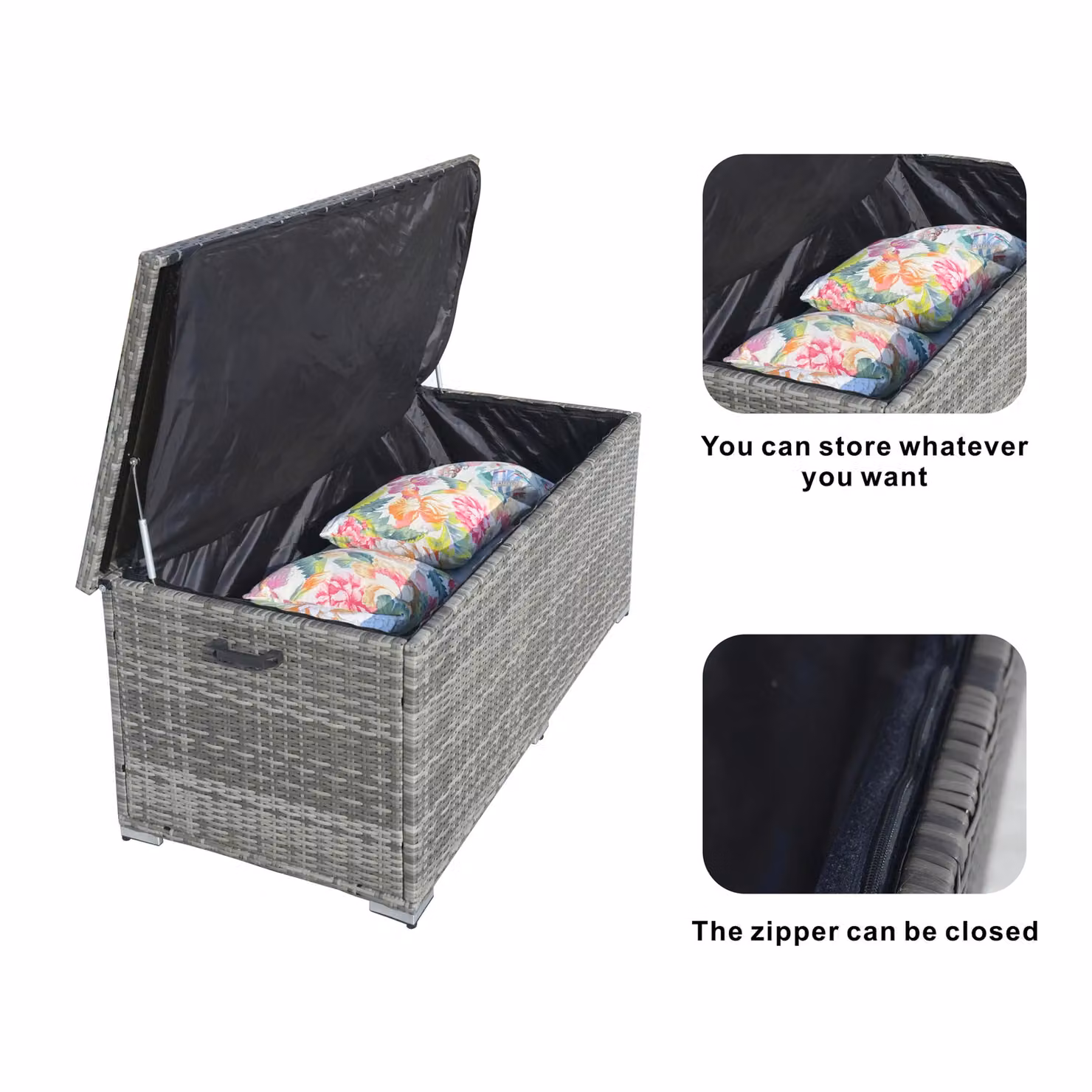 Direct Wicker Large Rattan Outdoor Deck Storage Box in Brown and Grey, W/D/H: 155 x 72 x 64.5 cm – 3