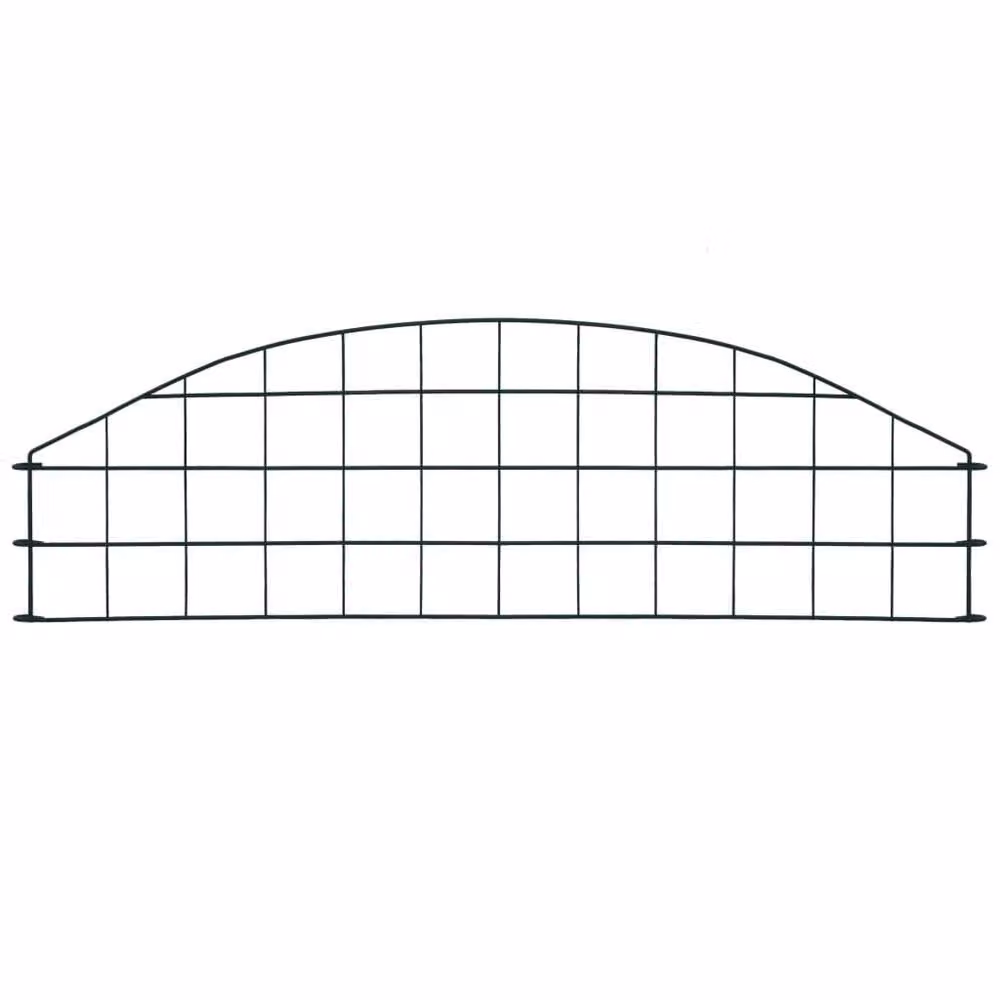 Berkfield Home Arched Garden Fence Set in Green Steel, W/H: 77.3 x 26 cm