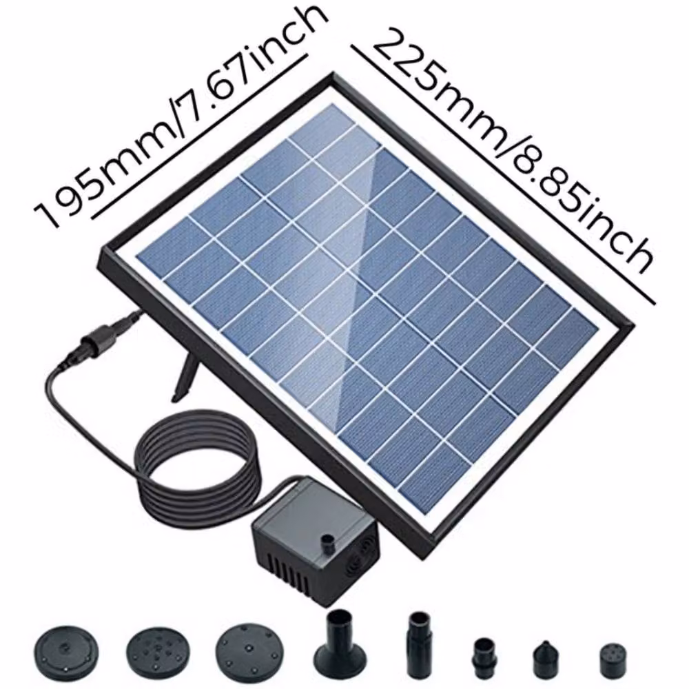 NESTLUNE 6.5W Solar Powered Water Pump for Garden Pools and Fountains, Black, W/D/H: 100 x 100 x 100 cm – 2