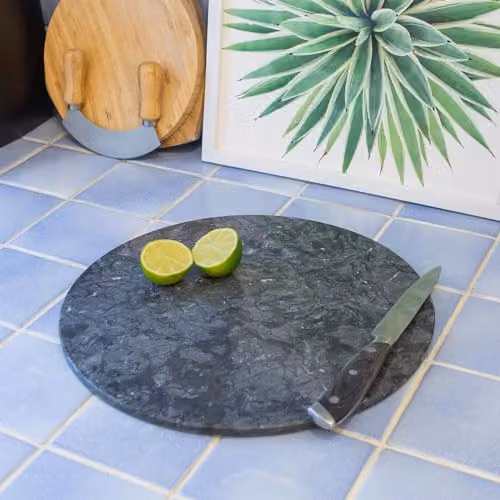 Argon Tableware Round Marble Chopping Board in Black and White, Diameter: 30 cm – 4