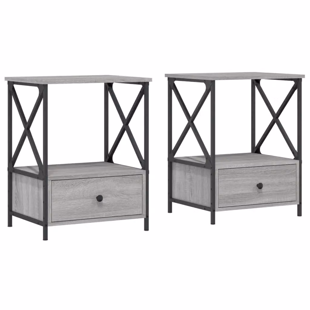 Berkfield Home Set of 2 Grey Sonoma Bedside Tables, W/D/H: 50 x 41 x 65 cm – 2