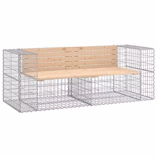 vidaXL Gabion Design Garden Bench in Rustic Brown Solid Pine Wood, W: 184 cm, D: 71 cm, H: 65.5 cm
