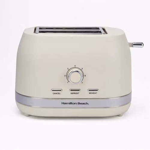 Hamilton Beach Ella 2 Slice Toaster, 800W, with Integrated Cord Storage, White or Beige – 1
