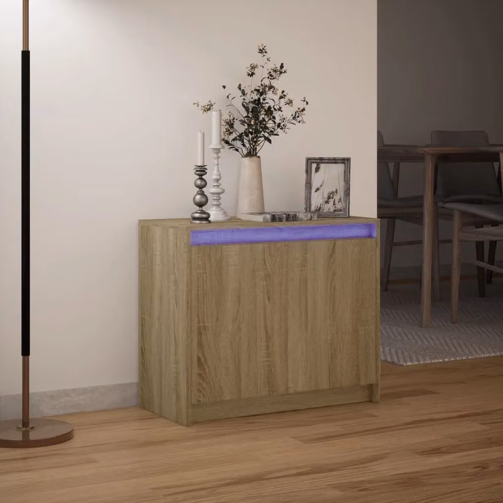 Berkfield Home Modern Sonoma Oak Sideboard with Integrated LED Lighting in Brown, W/D/H: 72 x 34 x 61 cm – 3