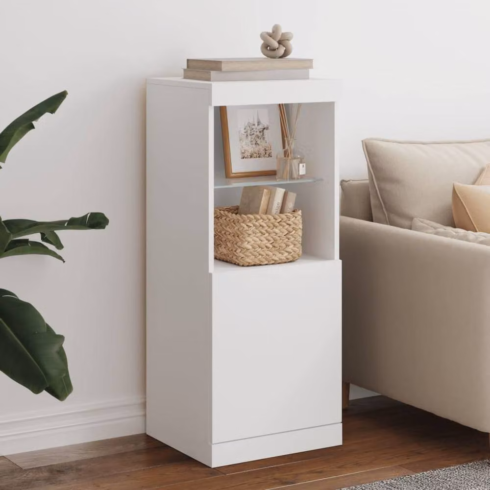 Berkfield Home Modern White Sideboard with Integrated LED Lighting, W/D/H: 41 x 37 x 100 cm – 2